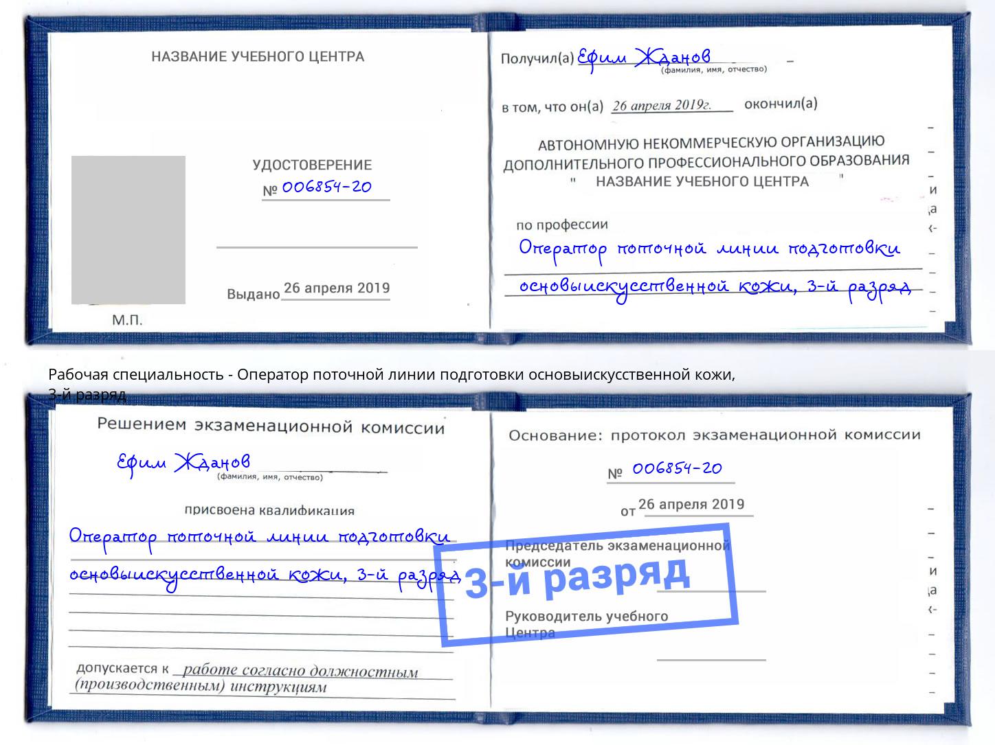 корочка 3-й разряд Оператор поточной линии подготовки основыискусственной кожи Коломна