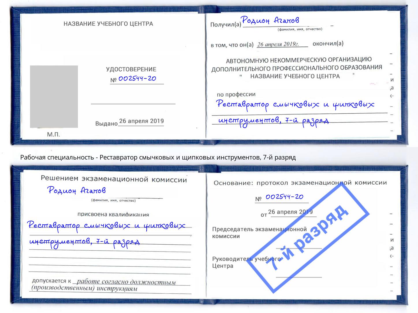 корочка 7-й разряд Реставратор смычковых и щипковых инструментов Коломна